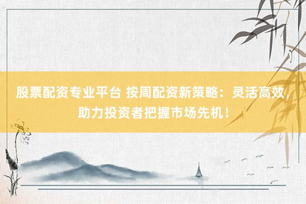 股票配资专业平台 按周配资新策略：灵活高效，助力投资者把握市场先机！