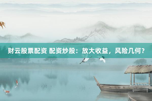 财云股票配资 配资炒股：放大收益，风险几何？