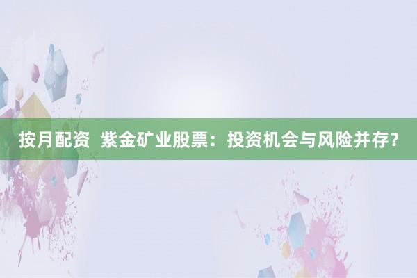 按月配资  紫金矿业股票：投资机会与风险并存？