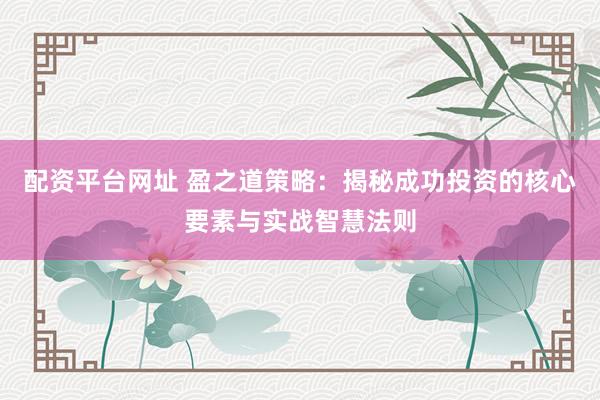 配资平台网址 盈之道策略：揭秘成功投资的核心要素与实战智慧法则