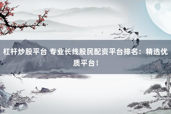 杠杆炒股平台 专业长线股民配资平台排名：精选优质平台！