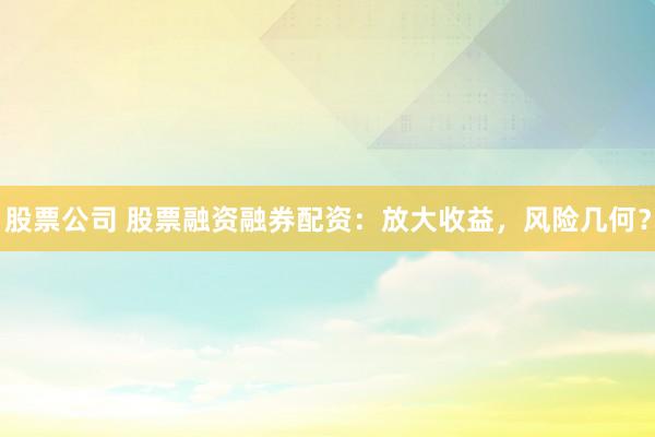 股票公司 股票融资融券配资：放大收益，风险几何？