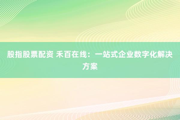 股指股票配资 禾百在线：一站式企业数字化解决方案