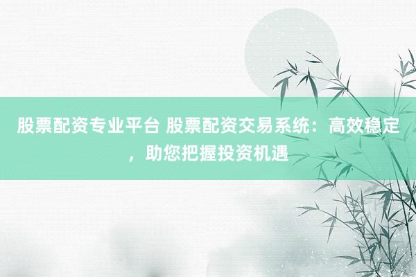 股票配资专业平台 股票配资交易系统：高效稳定，助您把握投资机遇