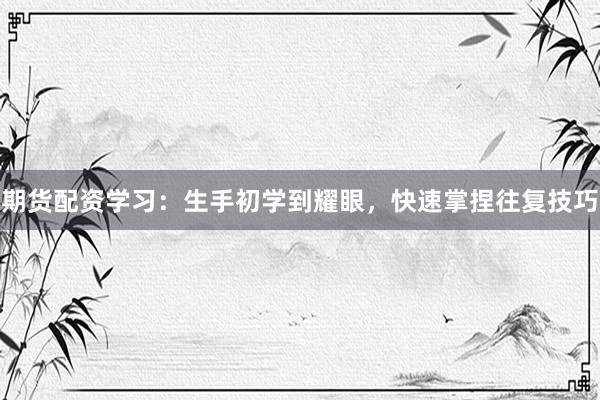 期货配资学习：生手初学到耀眼，快速掌捏往复技巧