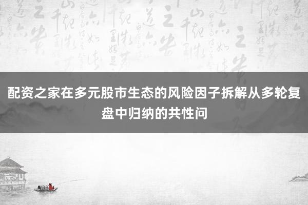 配资之家在多元股市生态的风险因子拆解从多轮复盘中归纳的共性问
