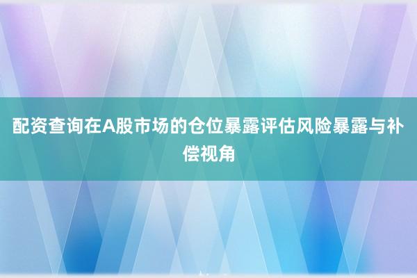 配资查询在A股市场的仓位暴露评估风险暴露与补偿视角