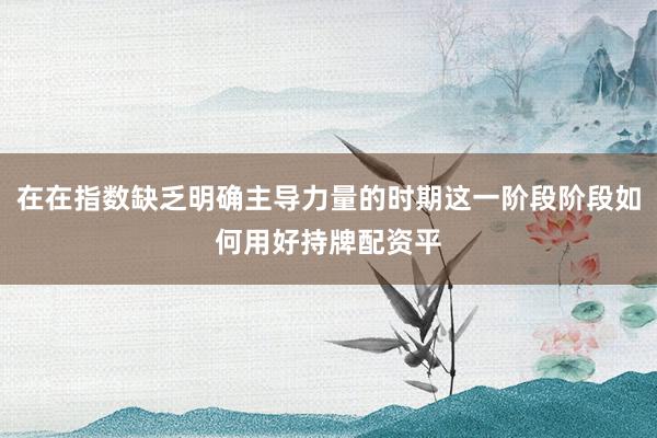 在在指数缺乏明确主导力量的时期这一阶段阶段如何用好持牌配资平