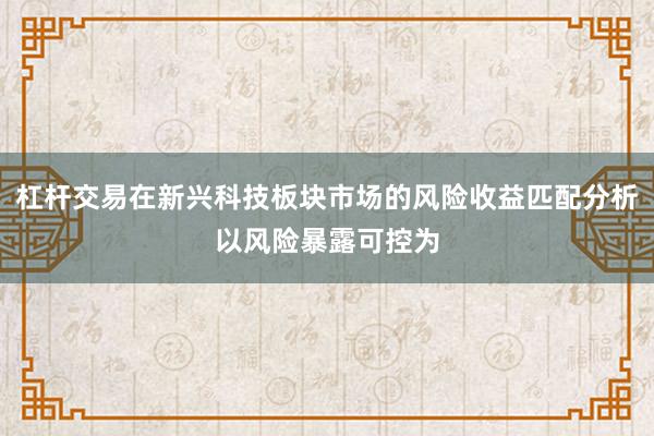 杠杆交易在新兴科技板块市场的风险收益匹配分析以风险暴露可控为