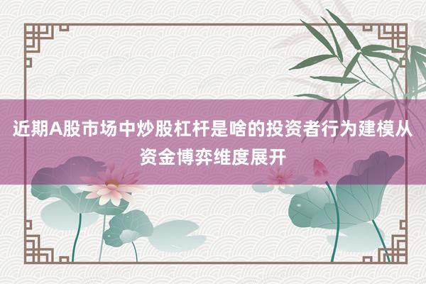 近期A股市场中炒股杠杆是啥的投资者行为建模从资金博弈维度展开