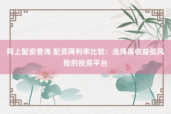网上配资查询 配资网利率比较：选择高收益低风险的投资平台