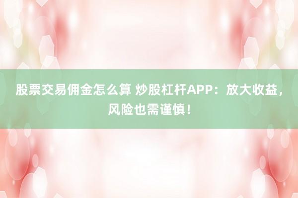 股票交易佣金怎么算 炒股杠杆APP：放大收益，风险也需谨慎！