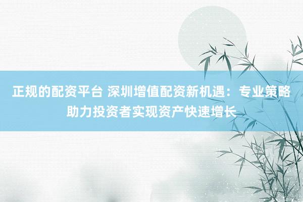 正规的配资平台 深圳增值配资新机遇：专业策略助力投资者实现资产快速增长